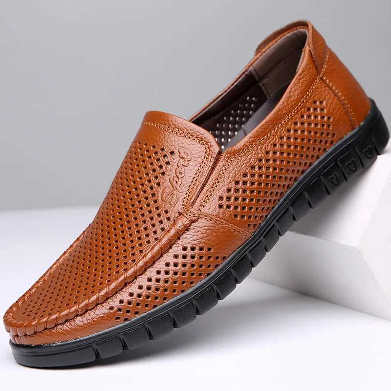 Fion Genuine Leather Shoes Men Loafers Breathable Summer Mens Casual Shoes Soft Cfortable Leather M Footwear KA3559 Y250707