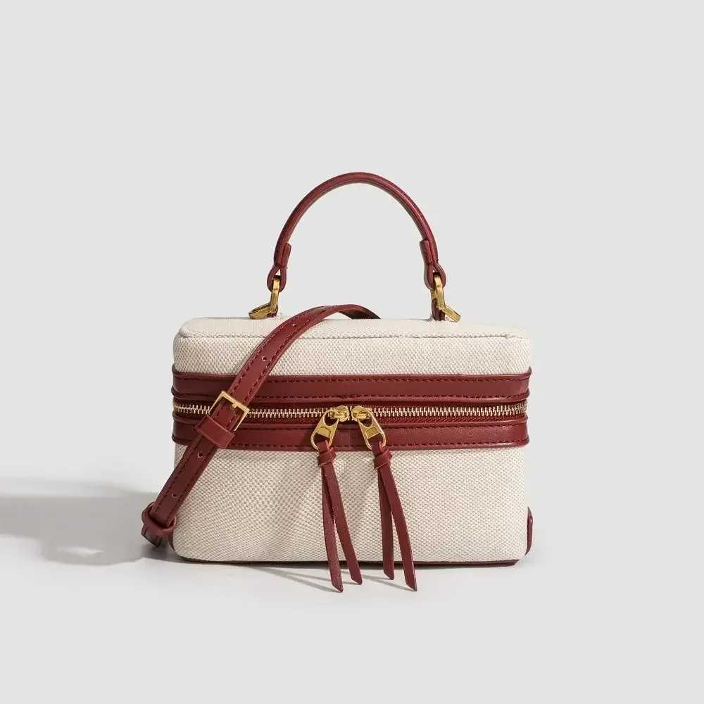 New Large Capacity Shoulder Bag Zipped with Handle Women Handbag Vintage Luxury Crossbody Bag Cosmetic Bag Lunch Box Bag