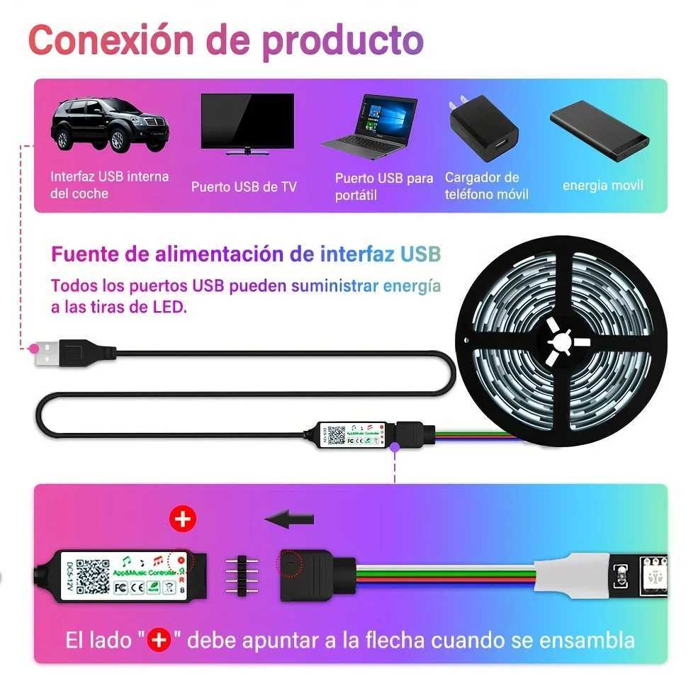 USB LED Strip Lights Tuya APP Control Color Changing 5050 RGB LED Light Flexible Lamp Tape for Room Decoration TV Backlight W250701