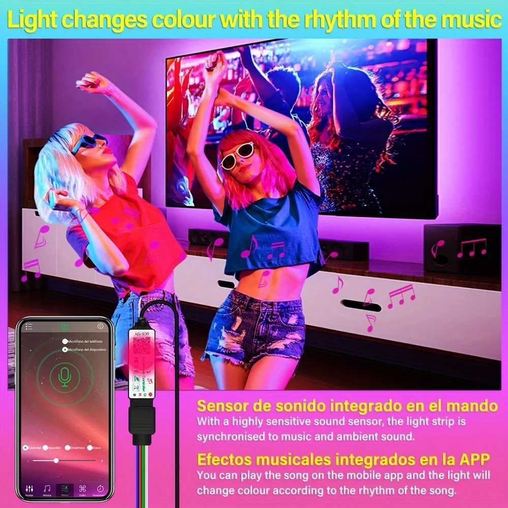 USB LED Strip Lights Tuya APP Control Color Changing 5050 RGB LED Light Flexible Lamp Tape for Room Decoration TV Backlight W250701