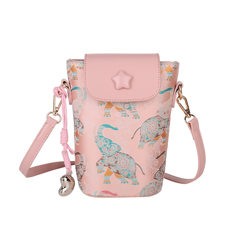 Free shipping designer Summer Summer High-end Crossbody Bag Women 2025 New National Style Bow Print Off-white Phone Bag