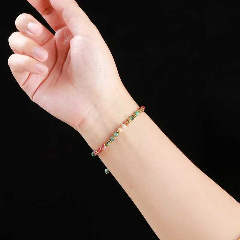 1 Natural Stone Faceted Africa Turquoise Colored Chalcedony Braided Bracelet Women Bohemian Handmade Rope Adjustable Jewelry GiftXJ250707