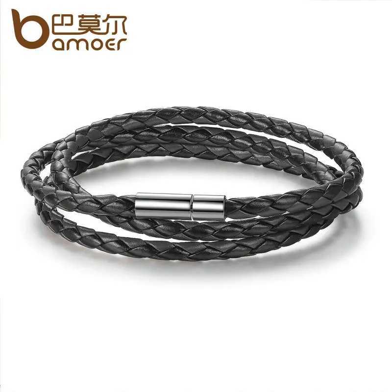 6 Color Wholesale Long Chain Adjustable Magnet Buckle Unisex PU Leather Bracelets for Women and Men Fashion Jewelry XJ250707