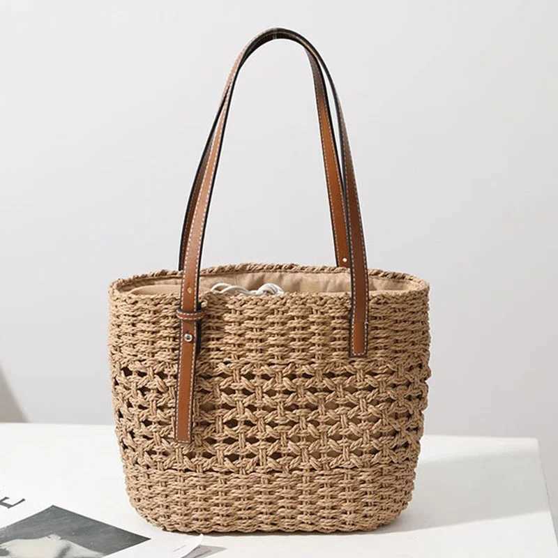 Casual Rattan Large Capacity Shopping Tote Designer Wicker Woven Women Handbags Summer Beach Bag Lady Travel Big Basket