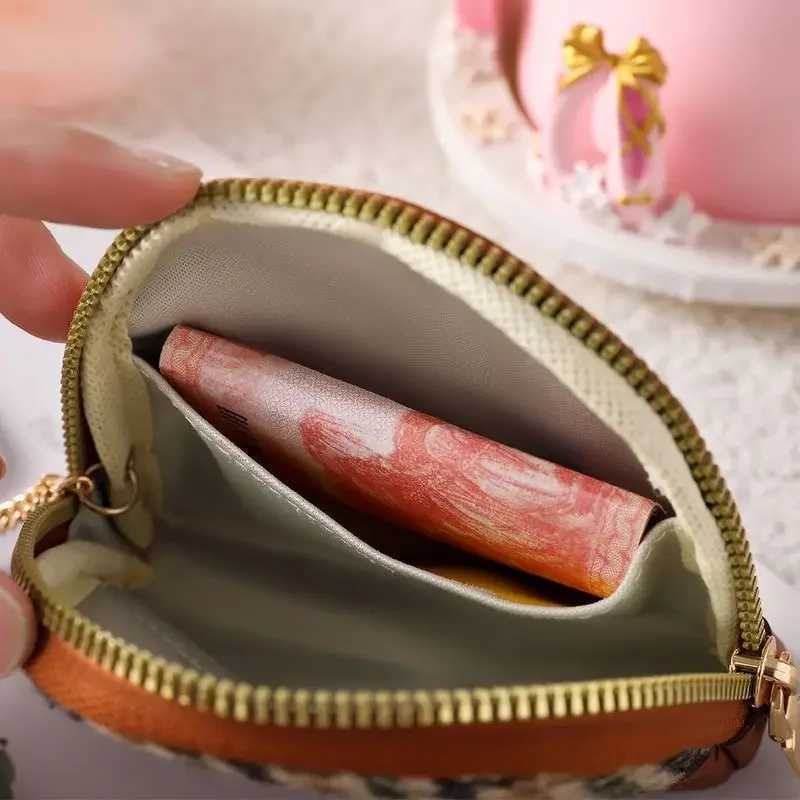 Wens Wallow Gird Coin Purse Double Zipper Small Wallet Portable Key Pouch Travel Card Holder Fi Vintage Coin Bag Y250707