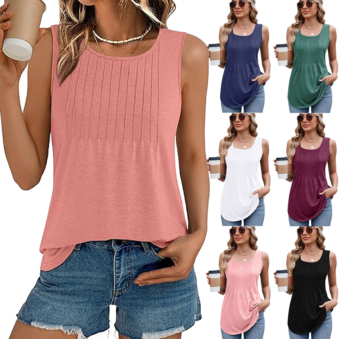 Designer Fashion Trend Free Shipping Women's Plus Size European and American Cross-Border Trade 2025 Spring Summer New Round Neck Drawstring Loos