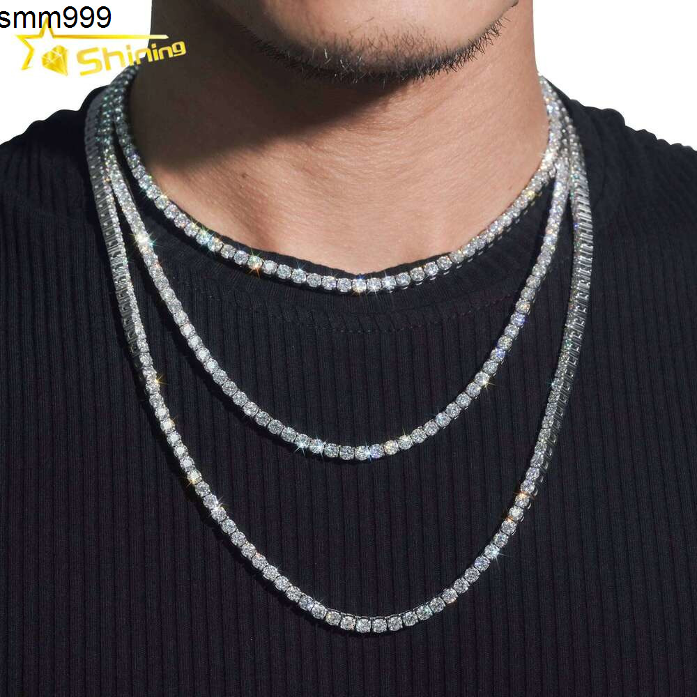 Iced Out Vvs Moissanite Lab Dia Stainless Steel 4Mm 18Inch 20Inch 22Inch Tennis Chain Necklace