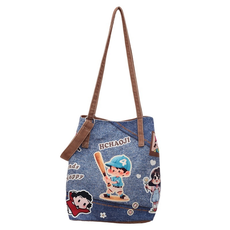 Free shipping designer Japanese Style Cute Canvas Bag for Women Summer New Cartoon Casual Shoulder Bag Large Capacity Class Bag Crossbody Mommy Bag