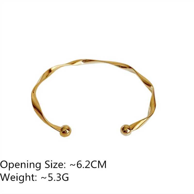 Fashion Opening Bangle Gold Color Glossy Twisted Thin Bangles For Women Female Open Minimalist Style Charm Cuff Bracelet Jewelry XJ250707