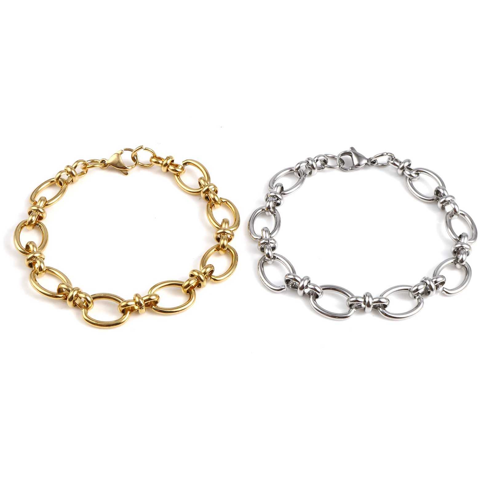 19.5cm long Punk Stainless Steel Oval Bracelets Trendy Chains Bracelet For Men Women Jewelry Gifts Handmade Exquisite Jewelry XJ250707