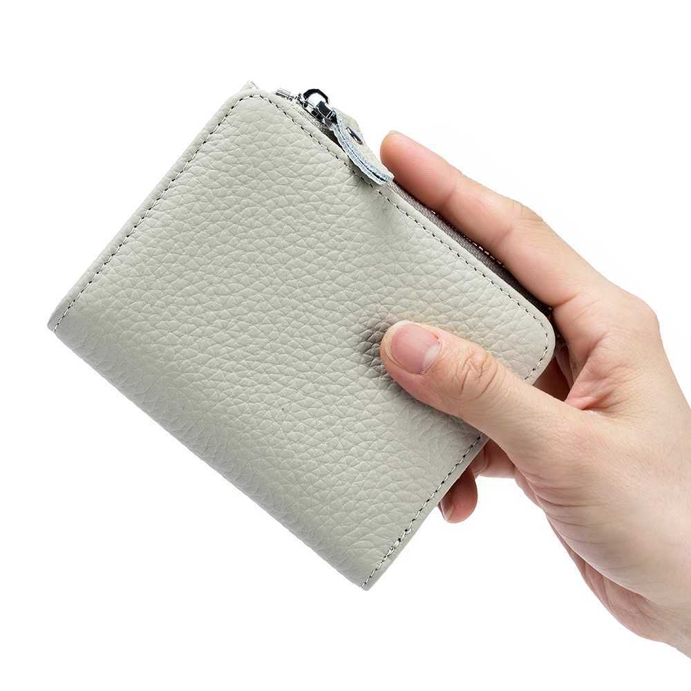 Genuine Leather Men Wen Cute Short Wallet Luxury Solid Zipper Coin Purse RFID Bank Holder Slim Small Money Bag Y250707