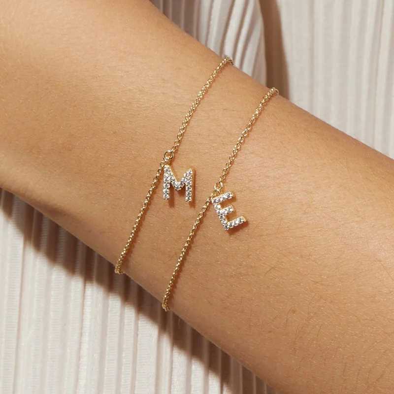 2025 New in Fashion Initial Letter Bracelet Women Golden Color Pave Zircon 26 Letter Tiny Initial Bracelet For Women Jewelry Gifts XJ250707