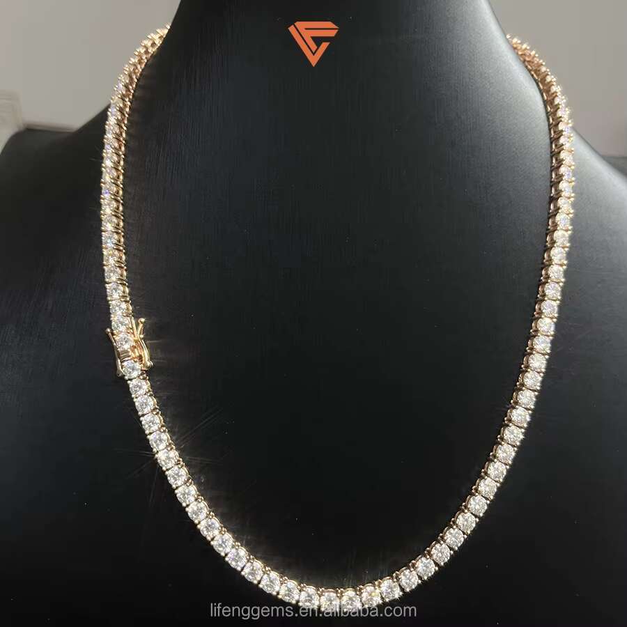 Ready to Ship 925 Sterling Silver Hip Hop Chain for Men Gold Plated VVS Moissanite Tennis Link Chain for Gift