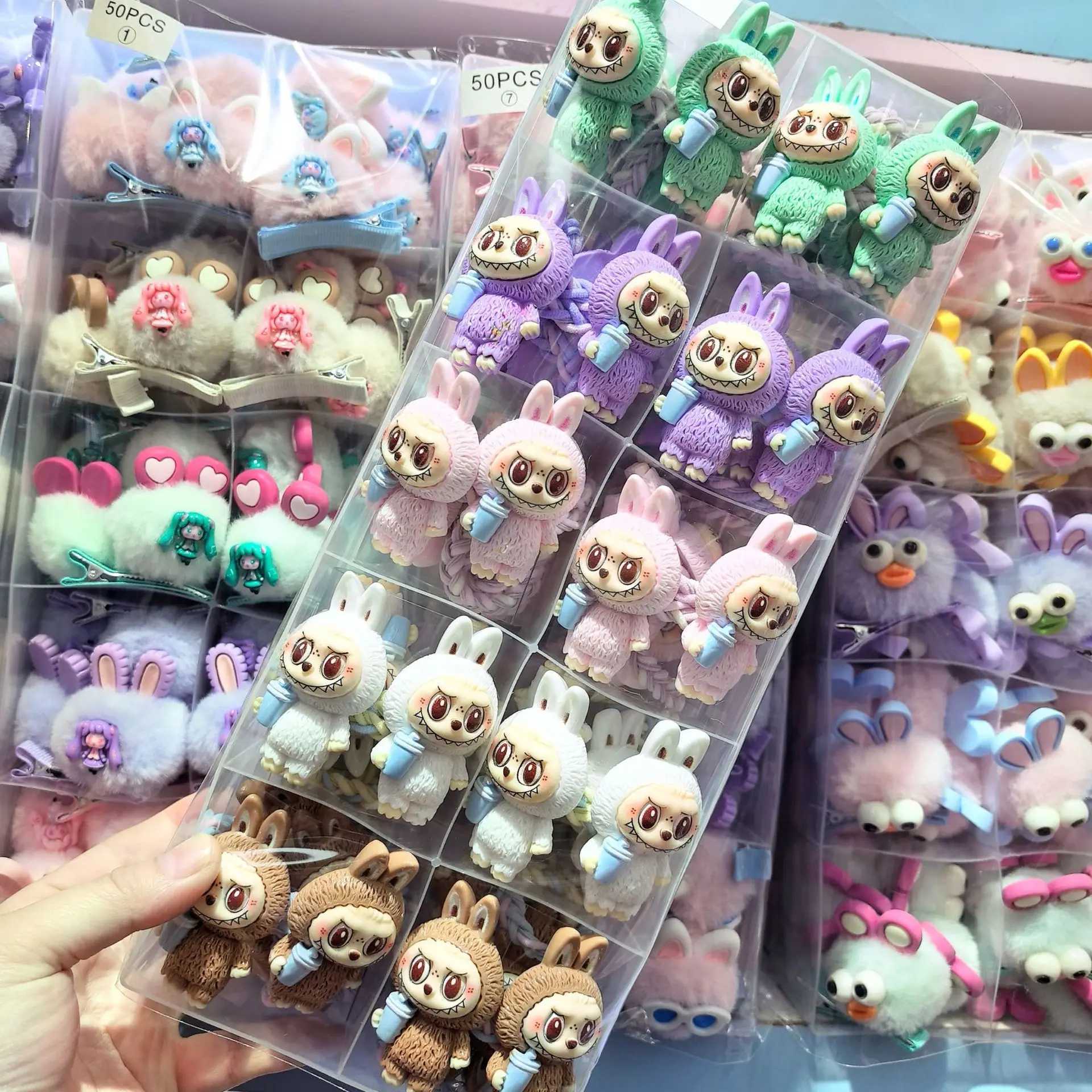 Cute cartoon hair band elastic rubber band suitable for girls Internet celebrity Labubu cartoon tail hair accessories L250705CV33