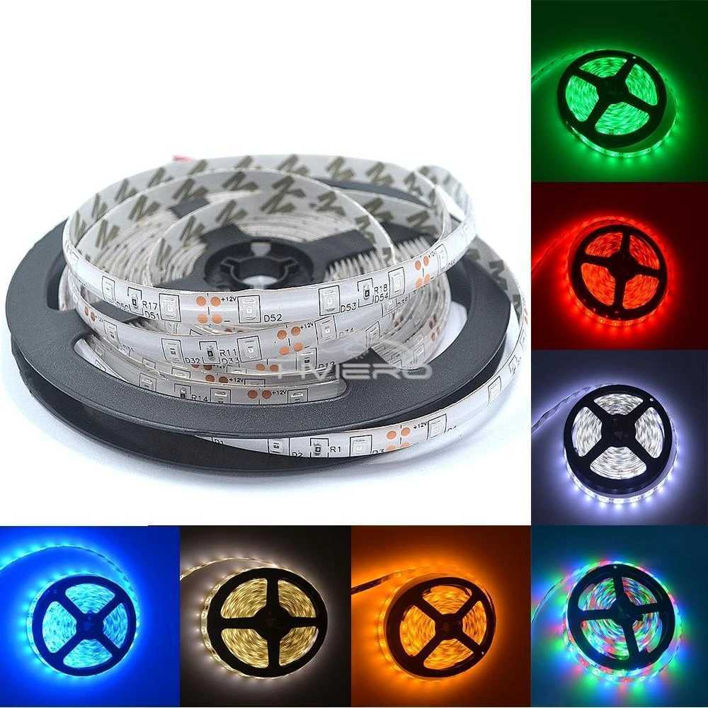 5m DC 12V 300Leds 2835 RGB LED Strip Lights Waterproof Light Belt Flexible Lighting String Home Decoration Ribbon Tape Desk Lamp W250701