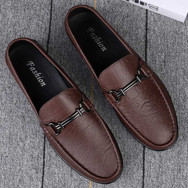 Fion Metal Buckle Loafers High Quality Men Cfortable Dress Shoes Breathable M Business Flats Off Casual Leather Shoes Y250707