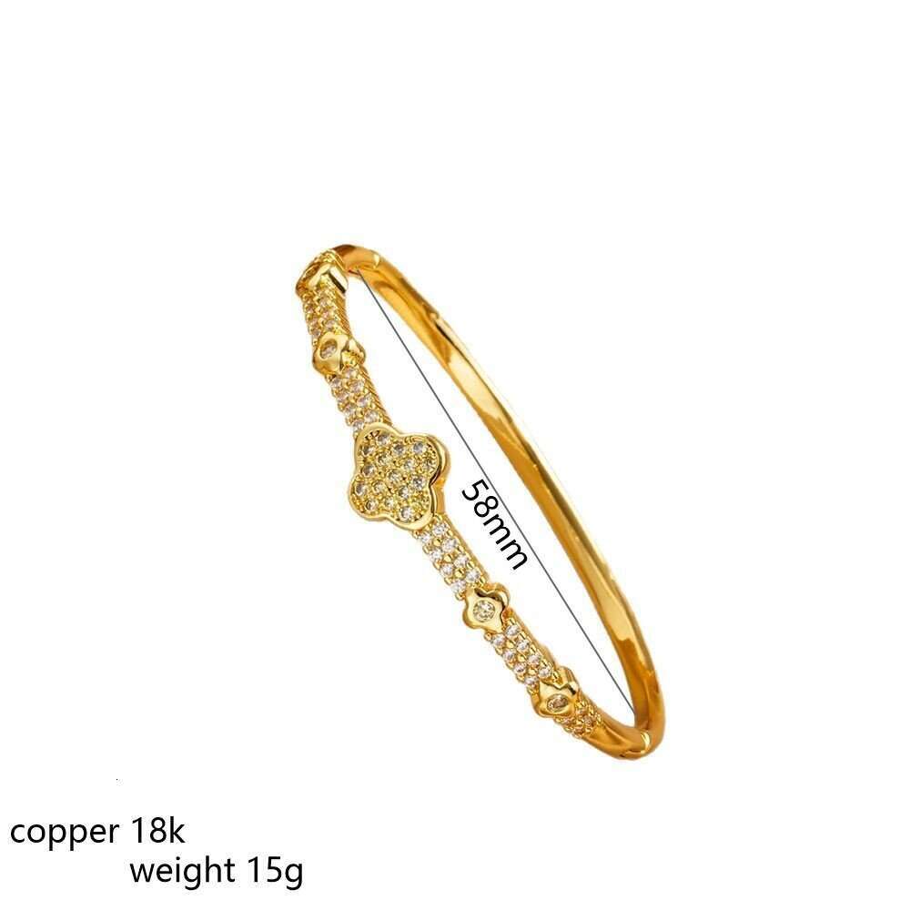 DHcollections New Full Zircon Bracelet Open High-end Design with Inlaid Dias for Women Four-leaf Clover Non-fading
