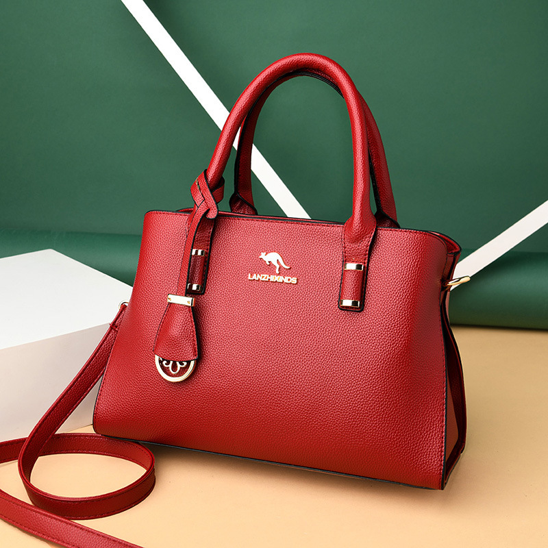 Free Shipping Lanzhi Xin Kangaroo 2025 Designer's New Fashionable Multifunctional Soft Leather Large Bag Shoulder Bag Middle-aged Mother Bag Wome