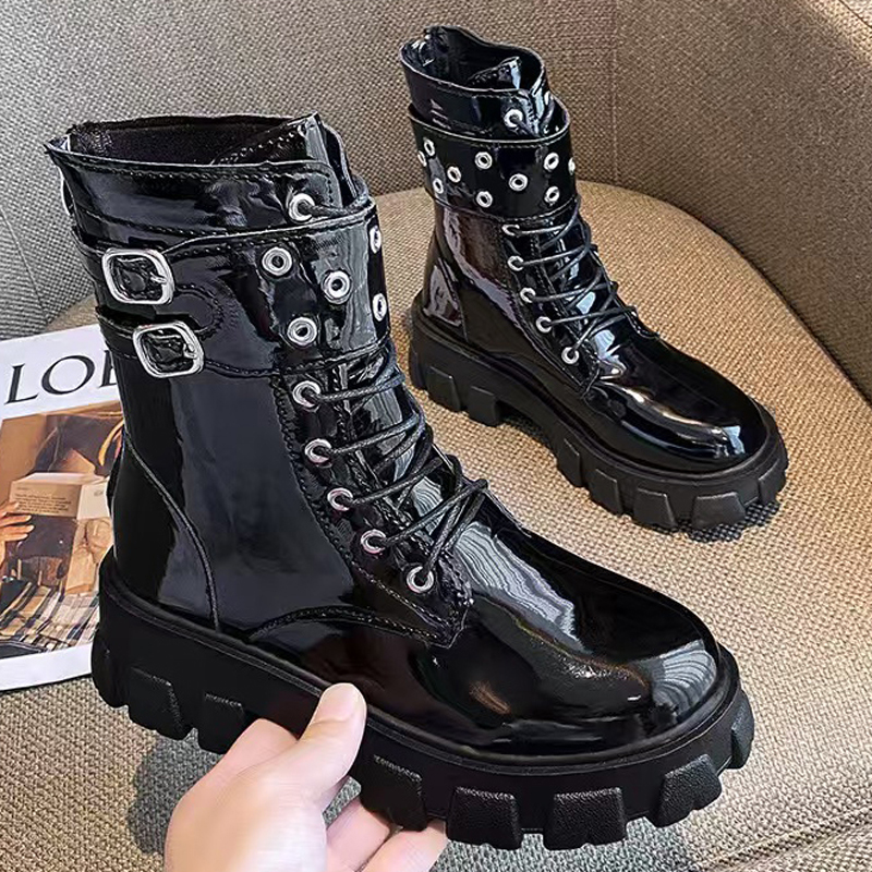 Female designer boots ankle Martin boots and nylon boots combat boots nylon cloth attached to ankle strap thick soled boots Boots with a small bag