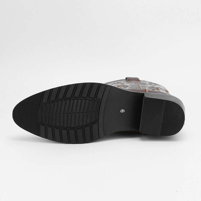 2026 Free shipping Men's Embroidered High Tube Multicolor Pointed Toe Western Cowboy Boots