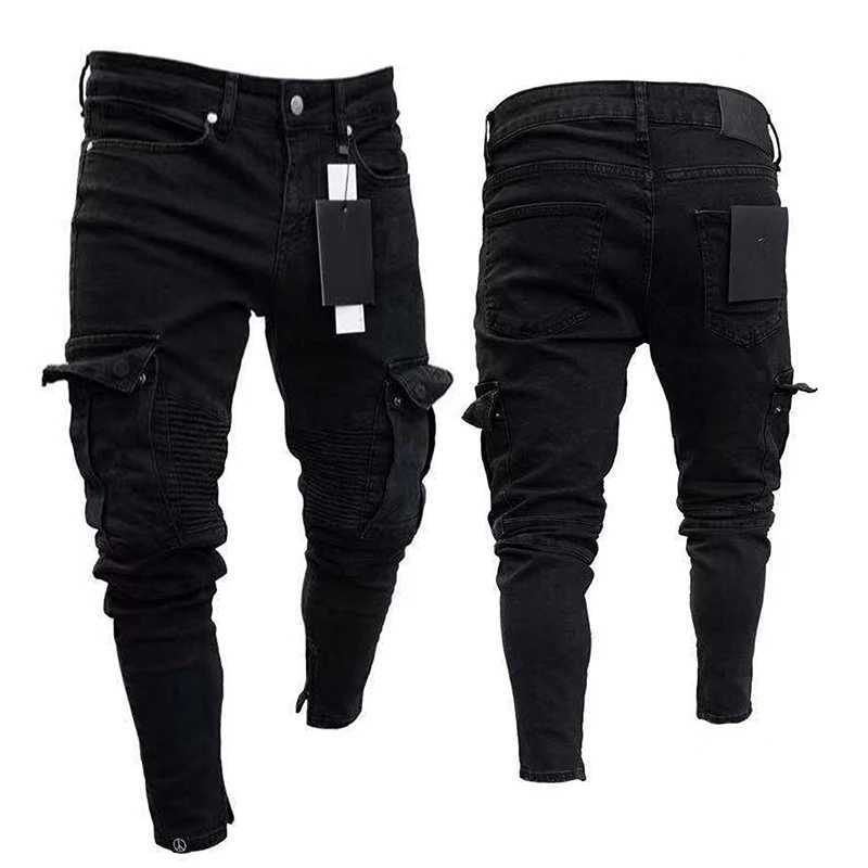 Men s Stylish Cargo Jeans with Fit Design and Multiple Pockets for Spring and Summer Streetwear Fashion XJ250707