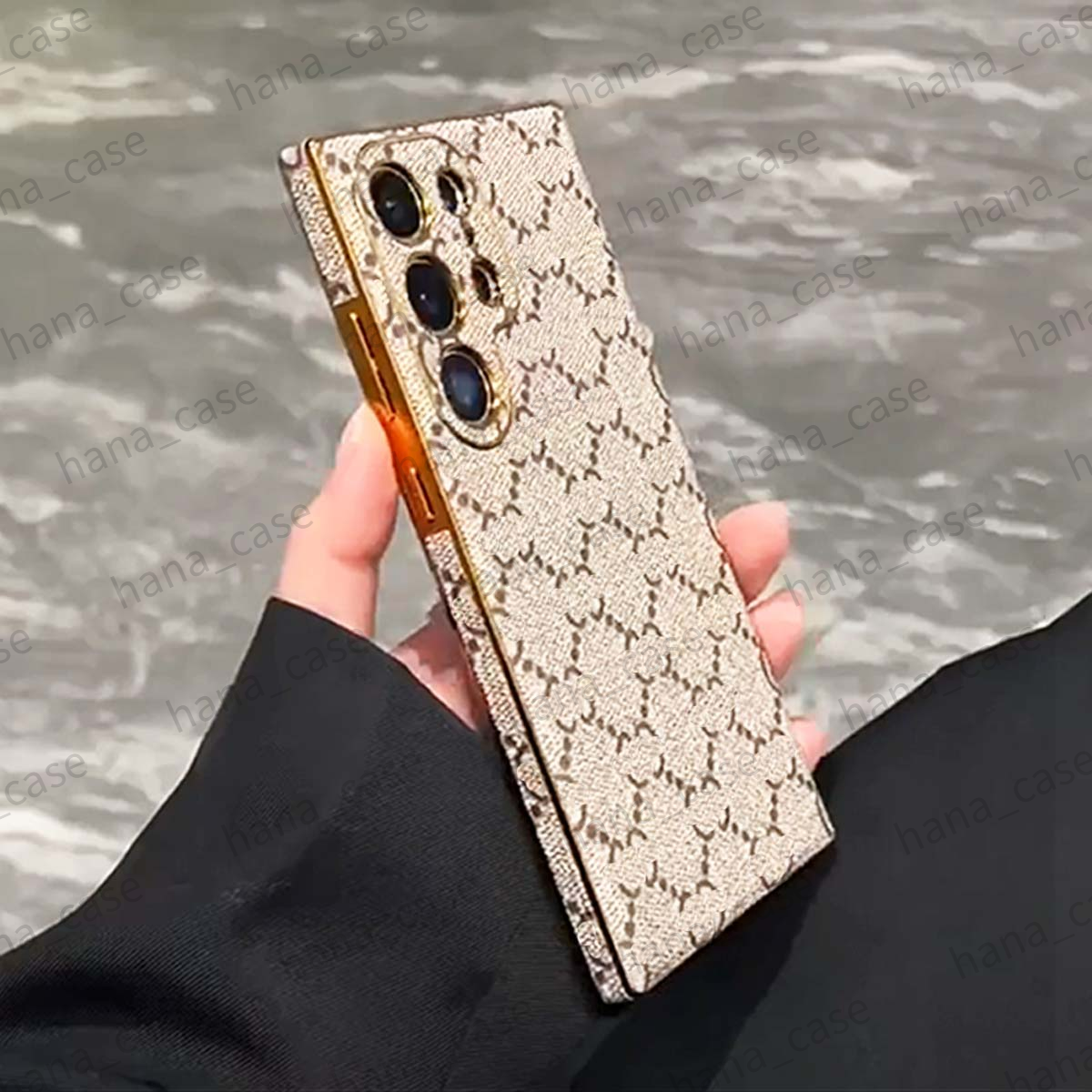 Designer Phone Cover Good Grip for Samsung Galaxy S25 Ultra Case Electroplating Edge, S24 Plus S23 S22 Ultra Luxury Phone Case Leather Slim Shockproof All Protection