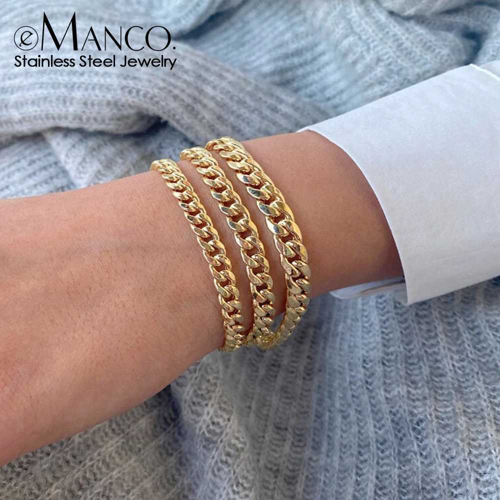 4MM/6MM/8MM Cuban Chain Bracelet for Women Classic Stainless Steel Gold-Plated Fashion Accessories Wholesale Factory DirectXJ250707
