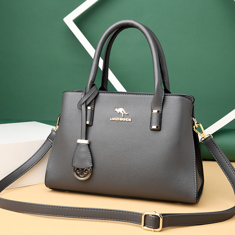 Free Shipping Lanzhi Xin Kangaroo 2025 Designer's New Fashionable Multifunctional Soft Leather Large Bag Shoulder Bag Middle-aged Mother Bag Wome