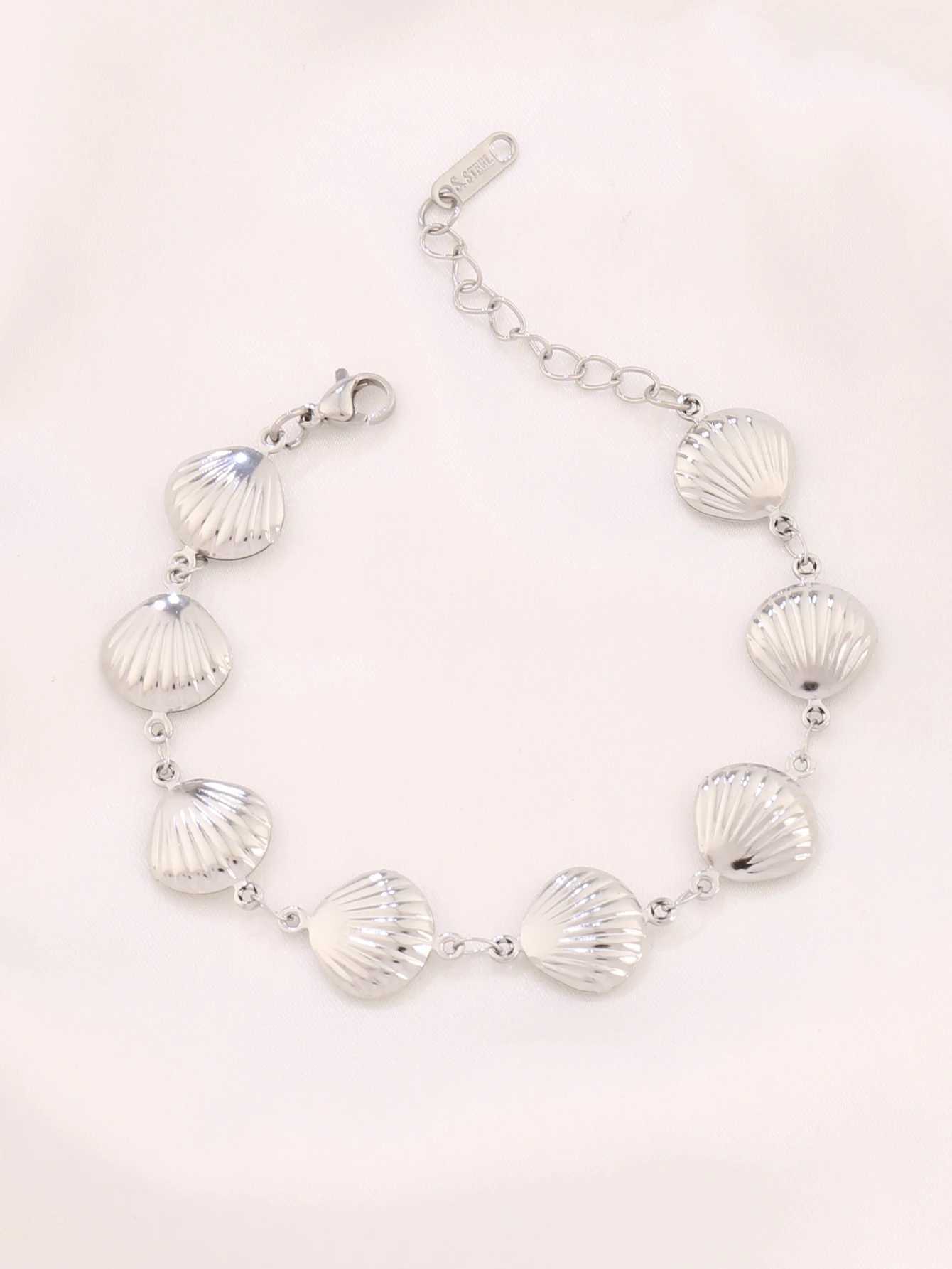 316L Gold Color Stainless Steel Metal Hollow Conch Shell Chain Bracelets For Women Summer Ocean Beach Hand Bracelet Jewelry GiftXJ250707