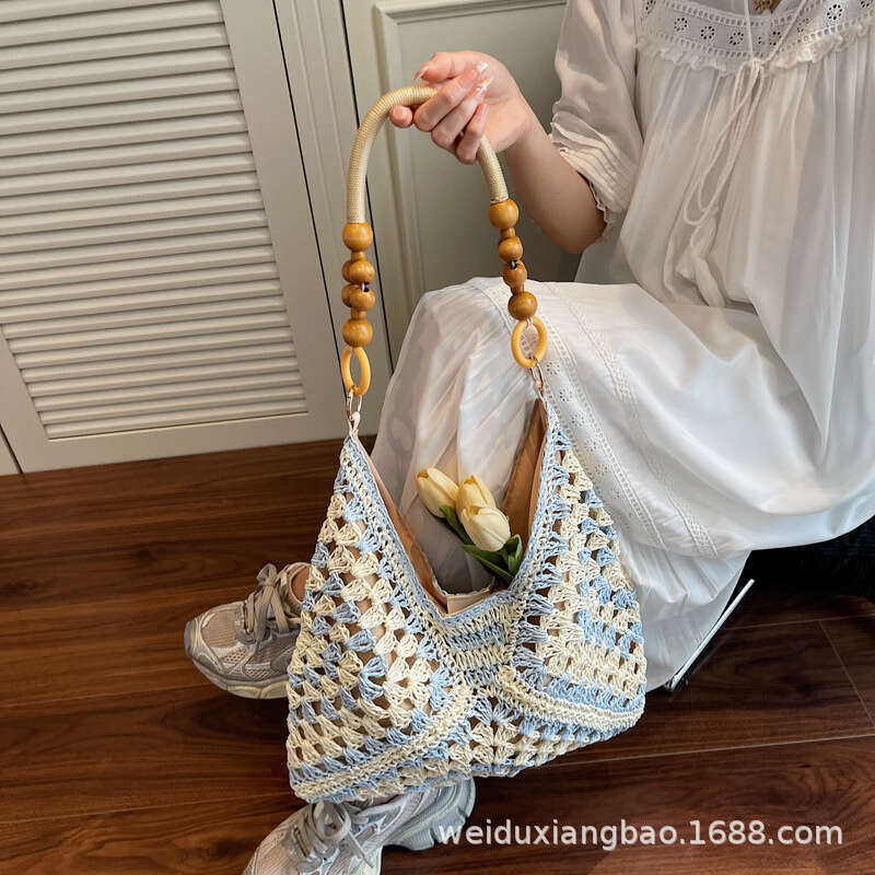 Free shipping designer bag Luxury bag Straw for Women, Large Capacity New Chinese Style Totem Shoulder Bag, Summer Beach Vacation Woven Underarm Bag