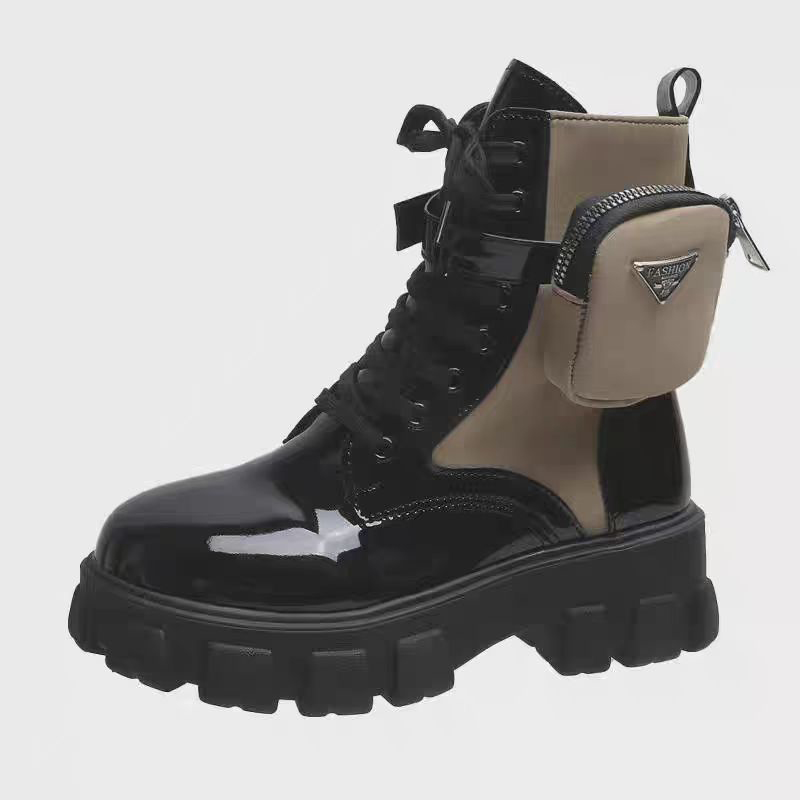 Designer men's and women's casual shoes, black, white, khaki colored boots, outdoor walking boots with waterproof platform, thick sole, heig