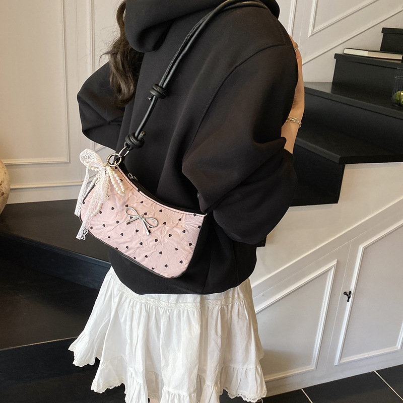 Designer Bag Luxury Bag Free Shipping Designer Advanced And Luxurious Shoulder Shoulder Bag New Pink Cute Bow Small Square Versatile Crescent Armpit T