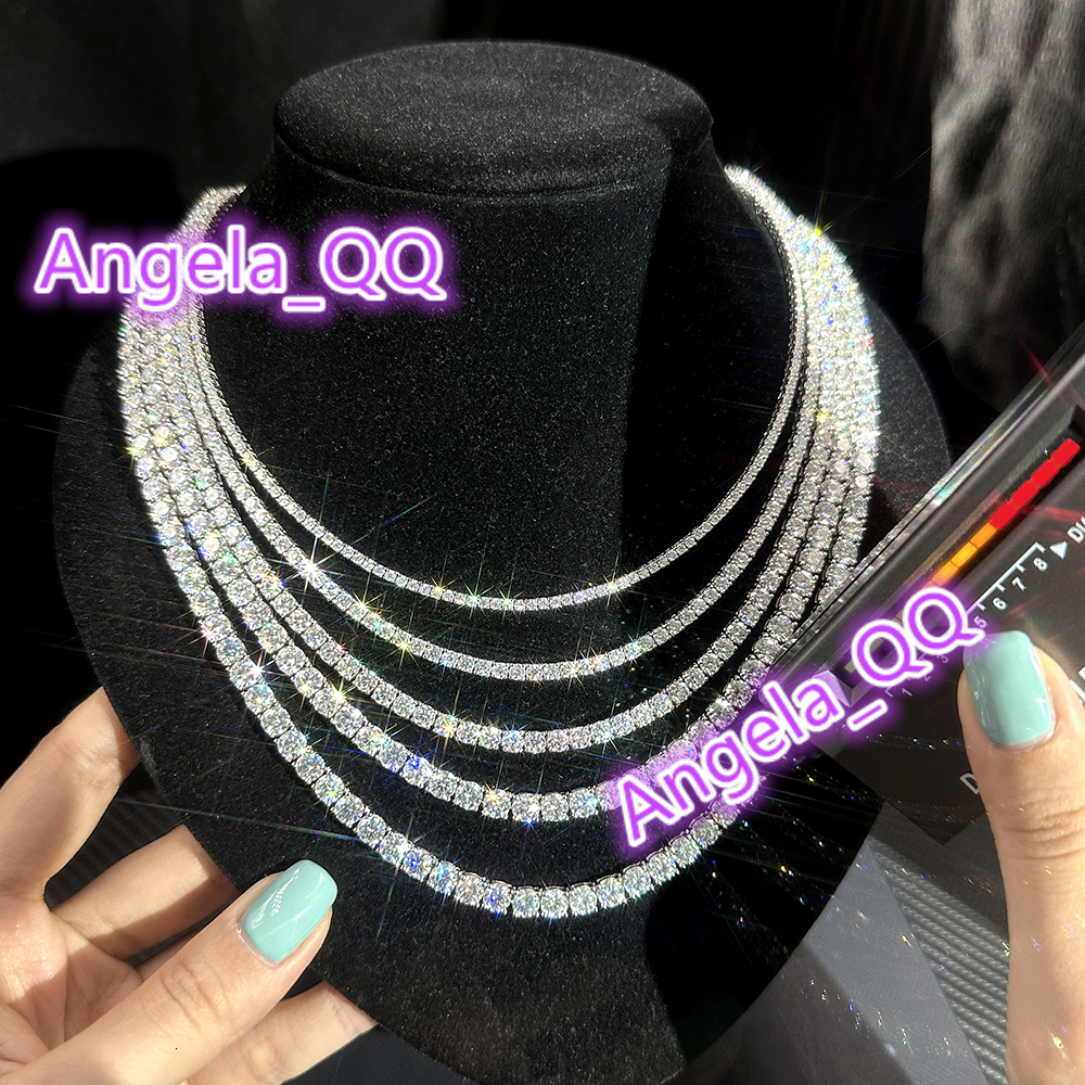 Pass Diamond Tester Tennis Chain 925 Sterling Silver 6mm 3mm 4mm 5mm Vvs Diamond Chain Necklace Hip Hop Moissanite Tennis Chain