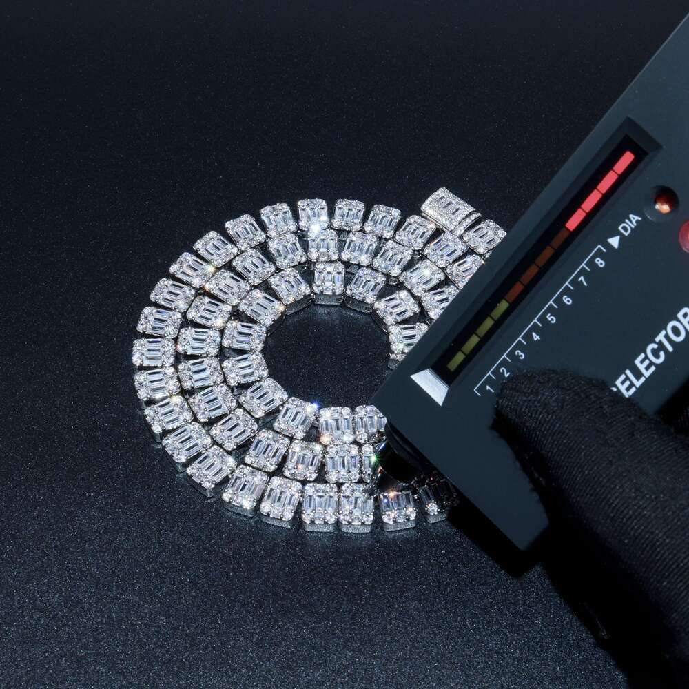 2024 Factory Price Silver With Gold Plated VVS D Color Moissanite Diamond Tennis Chain for Hip Hop Jewelry for Gift