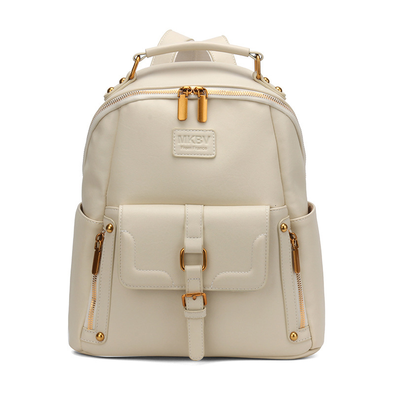 Free shipping designer New Korean and Japanese Style Casual Backpack for Women Large Capacity Soft Leather Commuter Backpack Fashionable Retro Student