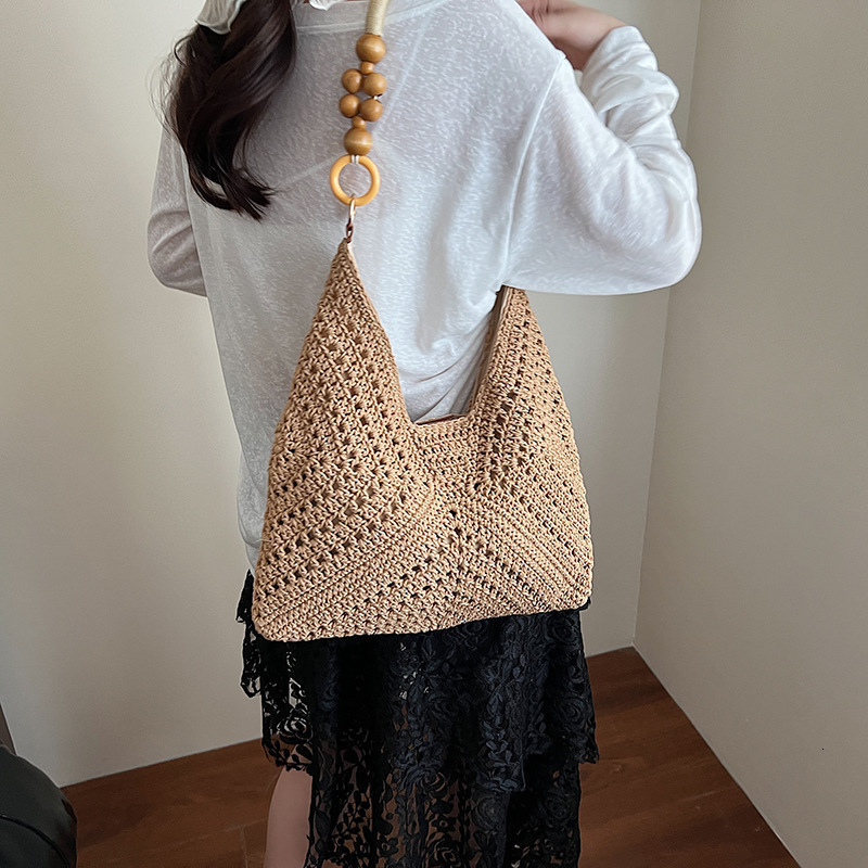 Free shipping designer 2025 New Fashion Woven Bag Hollow Square Flower Large Triangle Color-Block Woven Bag Shoulder Bag Crossbody Bag Underarm Bag Wo