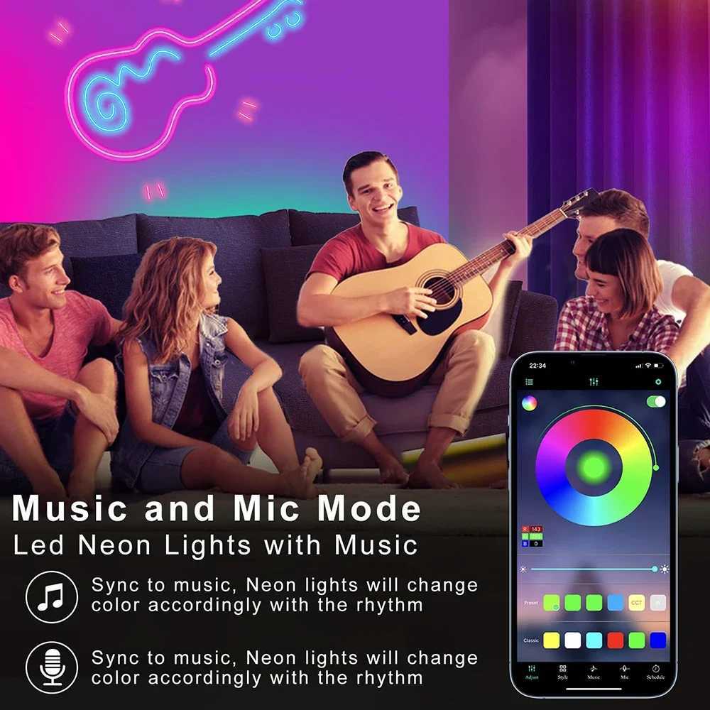 LED Neon Light Strip With Tuya Intelligent Control RGB Waterproof Neon Rope Light Suitable For Outdoor Decoration Of Houses W250701