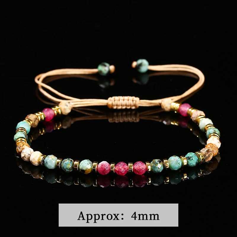 1 Natural Stone Faceted Africa Turquoise Colored Chalcedony Braided Bracelet Women Bohemian Handmade Rope Adjustable Jewelry GiftXJ250707