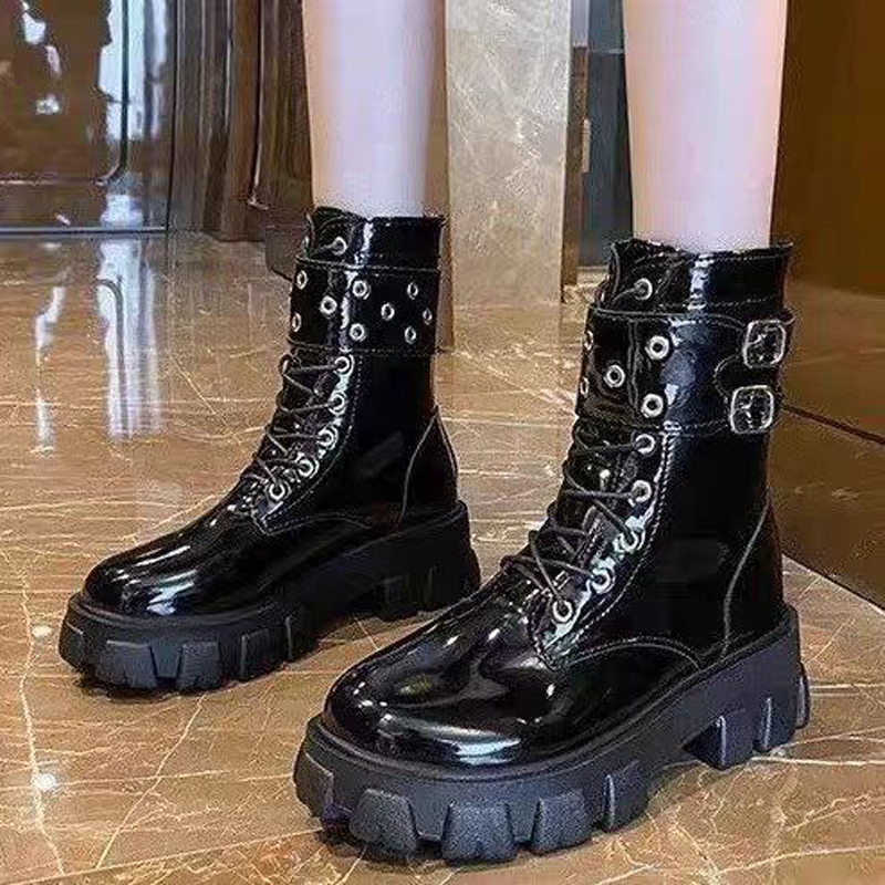Winter new women's lace up boots luxury brand designer flat shoes for women