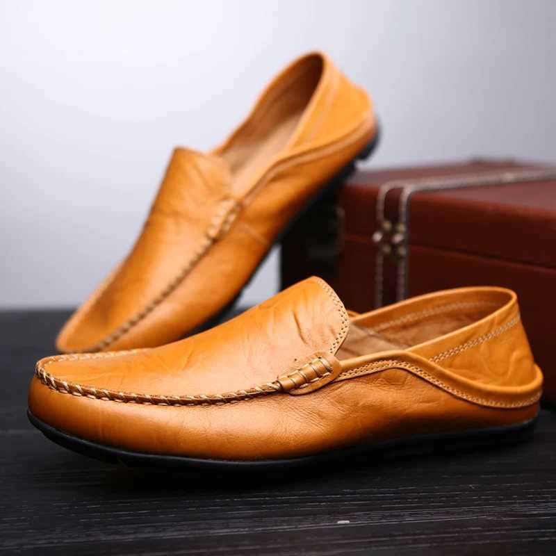 2020 New Mens Loafers Leather Shoes Mens Casual Shoes Breathable Sneakers Mens Driving Shoes Comfortable Flats Plus Size 46 Y250707