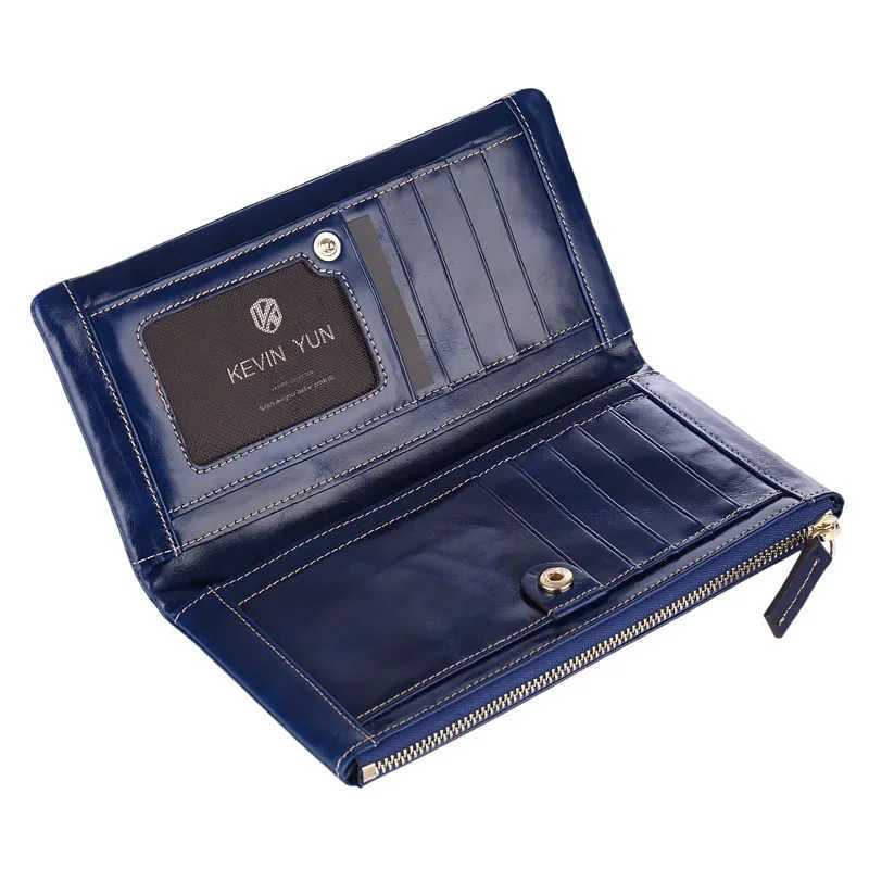 Luxury Wen Wallets Lg Genuine Leather Purse Oil Leather Fem Wallet Casual Carteira Feminina Y250707