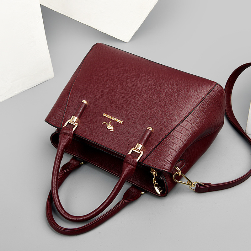 Free Shipping Designer Crocodile Pattern Fashionable Handbag, Snow Loving Kangaroo Leather Shoulder Crossbody Bag, Large Capacity Mother Bag
