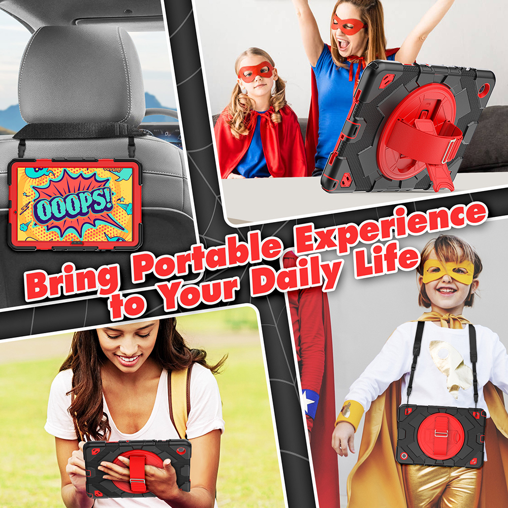 For Samsung Galaxy Tab A9 Plus 11 inch kids Shockproof Case Hybrid Armor Protective Tablet Cover 360 Rotating Stand Strap Cases with S Pen Holder SM-X