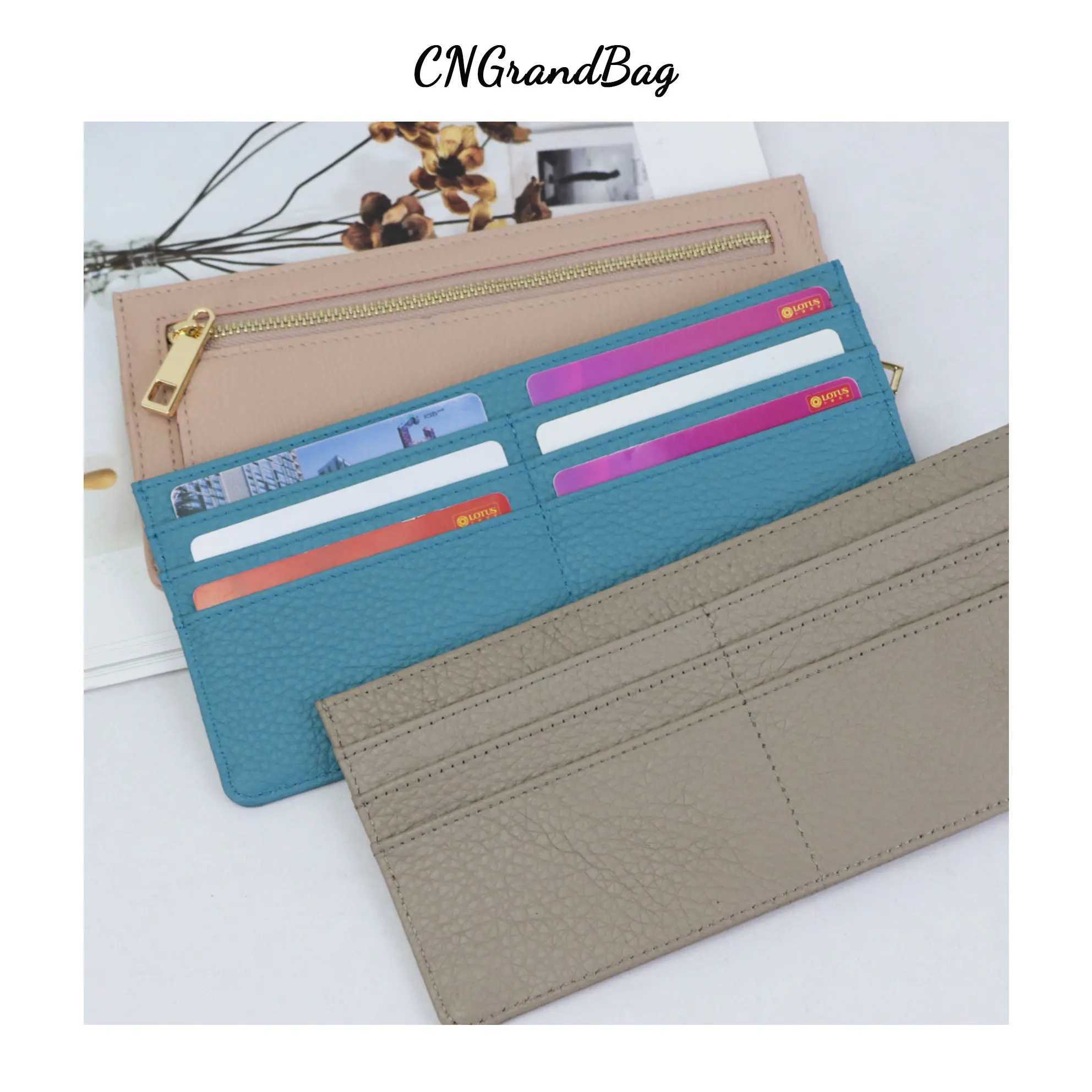 Mogrammed Letters Genuine Leather Wen Card Wallet Slim Flat Wallet Zip Purse Thin Leather LG Wallet Y250707