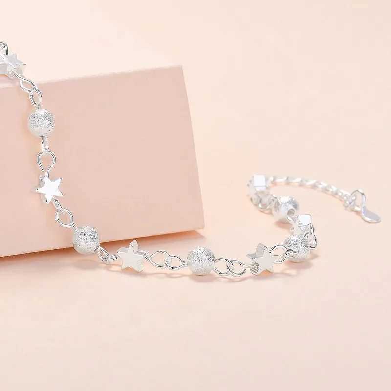 925 Sterling Silver Stars Bracelets For Women Fashion Korean Designer Frosted Bead Bracelet Beautiful Party Wedding Jewelry Gift XJ250707