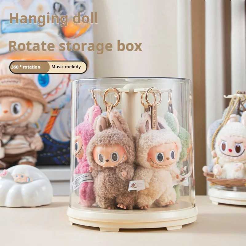 Labubu Hanging Ornament Display Box Transparent Rotating Labubu Plush Toy Doll Figurine Blind Box Storage Display Stand L250705CRU8
