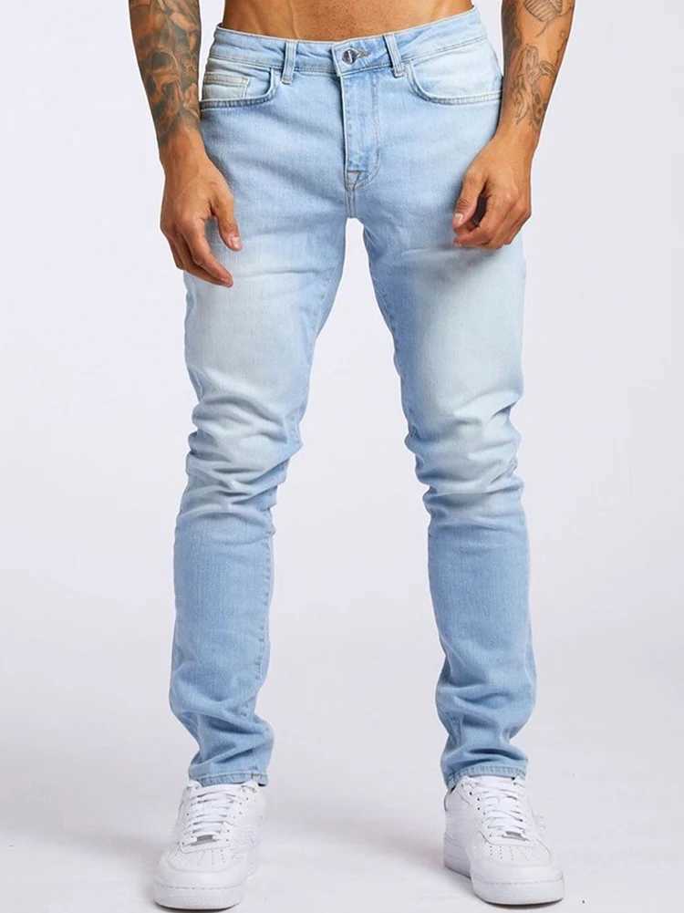 Mens Jeans Elastic Skinny Solid Color Stretch Pencil Pants Slim Fit Denim Jeans Jogging Streetwear Cowboy Casual Trousers BlckXJ250707