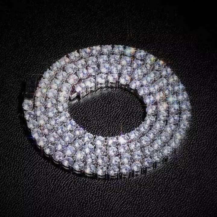 Custom Iced Out Tennis Chain Necklace VVS Moissanite Diamond Link Chain 14K White Gold Plated 925 Silver Trendy Floral Styling