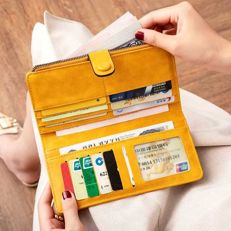 RFID Mti-Functi Vintage Wen LG Wallet Holder Large Capacity Clutch Bag Zipper Fold Lady Purse Gift Y250707