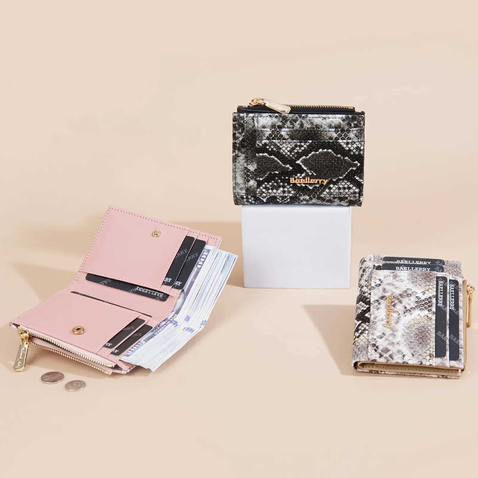 Fi Snake Pattern PU Leather Wens Short Wallet Trendy Card Slot Ladies Bifold Cluh Purse ID Card Holder Mey Bag Y250707